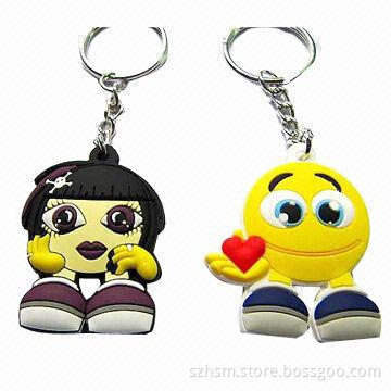Promotional customized soft PVC 3D keychains, available in various colors